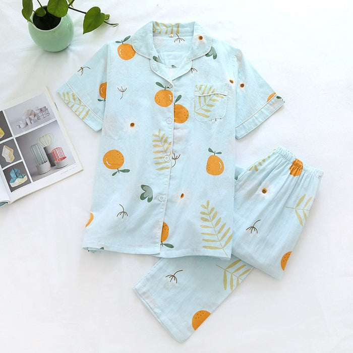 Pretty Printed Short-Sleeved Summer Pajamas