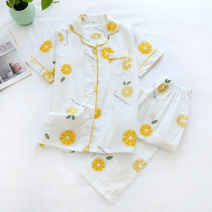 Pretty Printed Short-Sleeved Summer Pajamas