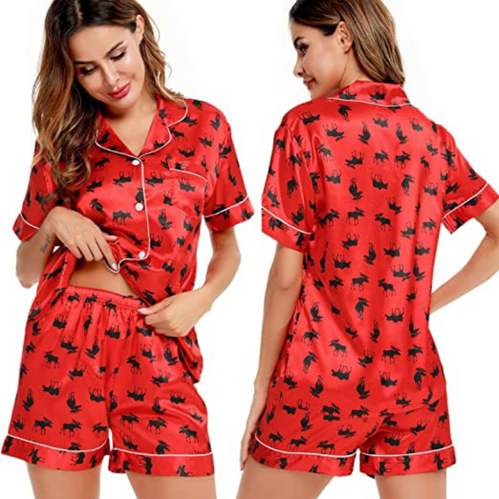 Women's Silk Satin Short Sleeve Loungewear