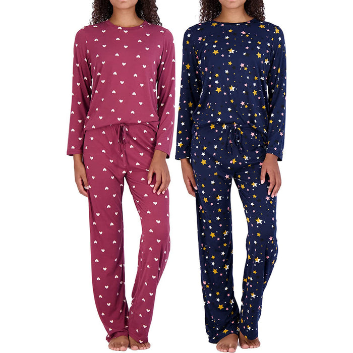 Women's Pajama Set Short And Long Sleeve Top With Pants