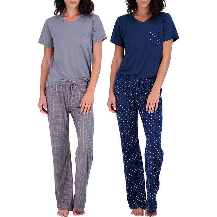 Women's Pajama Set Short And Long Sleeve Top With Pants