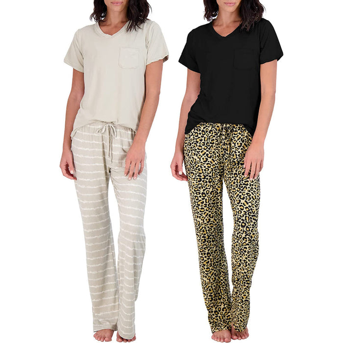 Women's Pajama Set Short And Long Sleeve Top With Pants