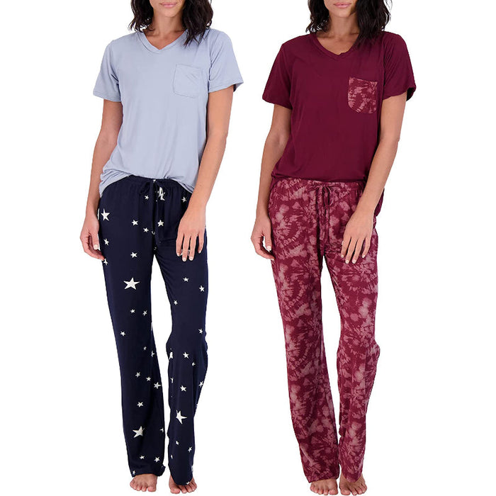 Women's Pajama Set Short And Long Sleeve Top With Pants