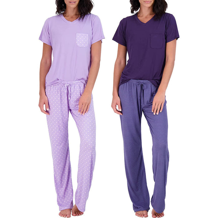 Women's Pajama Set Short And Long Sleeve Top With Pants