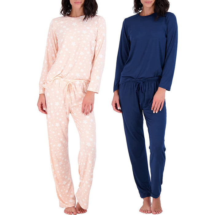 Women's Pajama Set Short And Long Sleeve Top With Pants