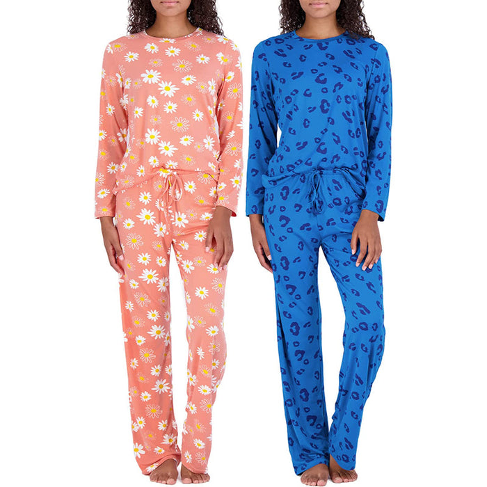 Women's Pajama Set Short And Long Sleeve Top With Pants