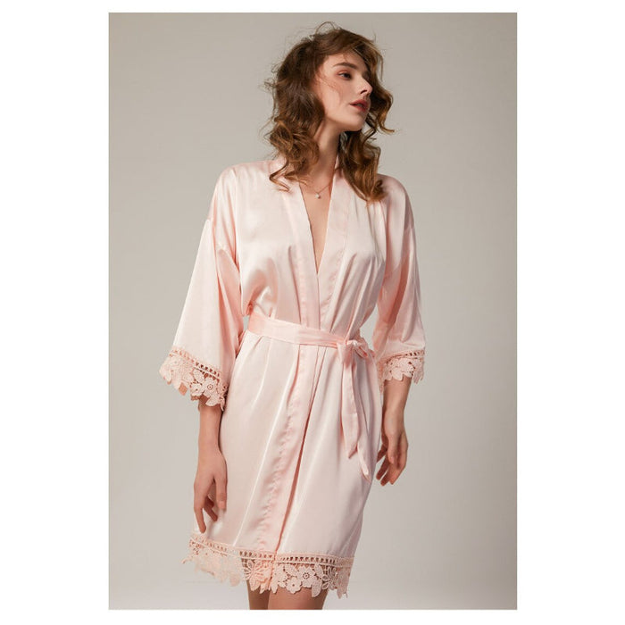 Personalized Bridesmaid Silk Lace Robes