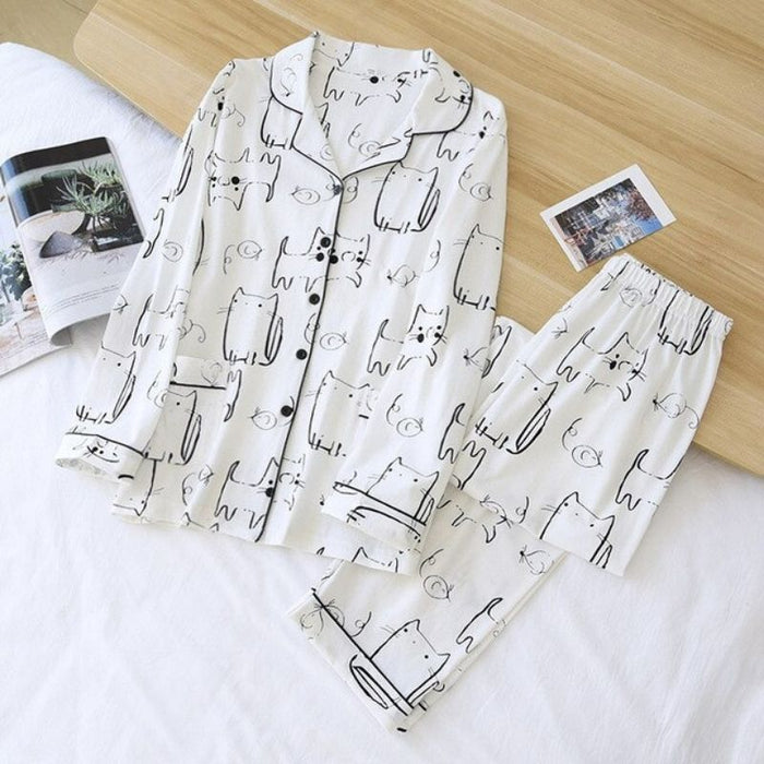 Printed Long Sleeve Pajama Set