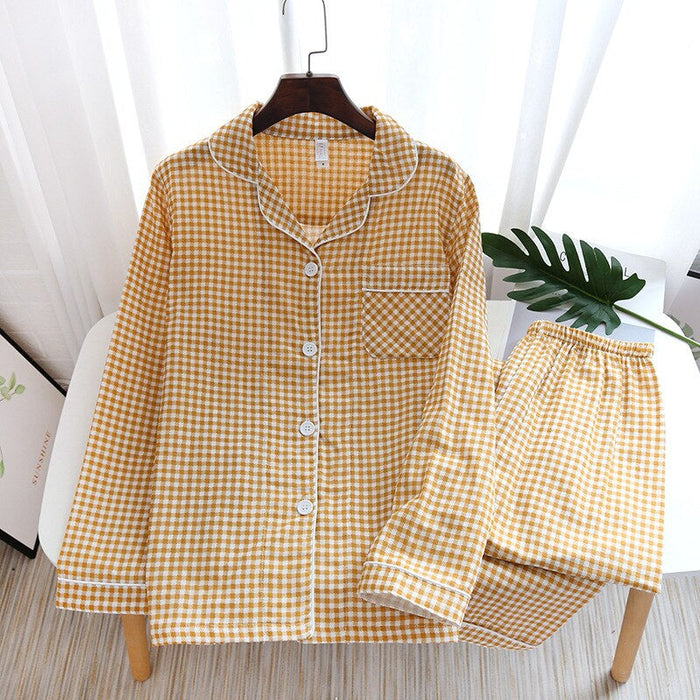 Cotton Checks Men's Long-Sleeved Pajamas