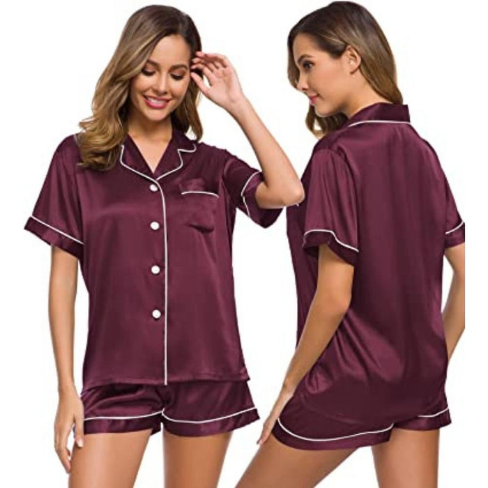 Womens Silk Satin Set Two-Piece Sleepwear