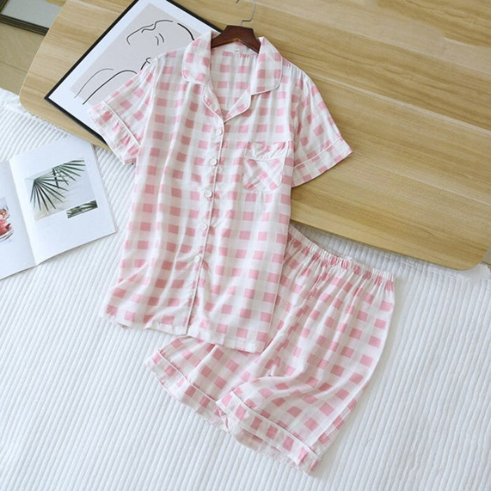 Box Pattern Short Sleeve Pyjamas