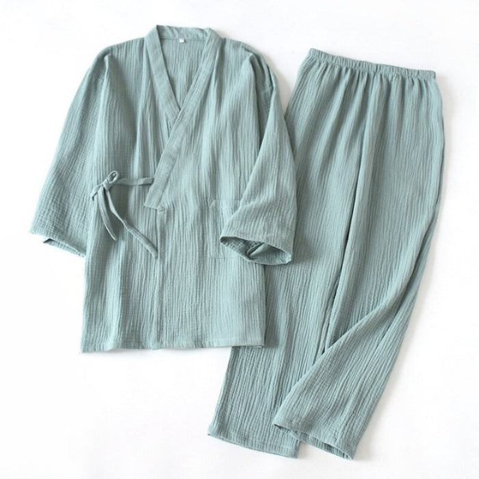 Solid Kimono Short Sleeve Pajamas