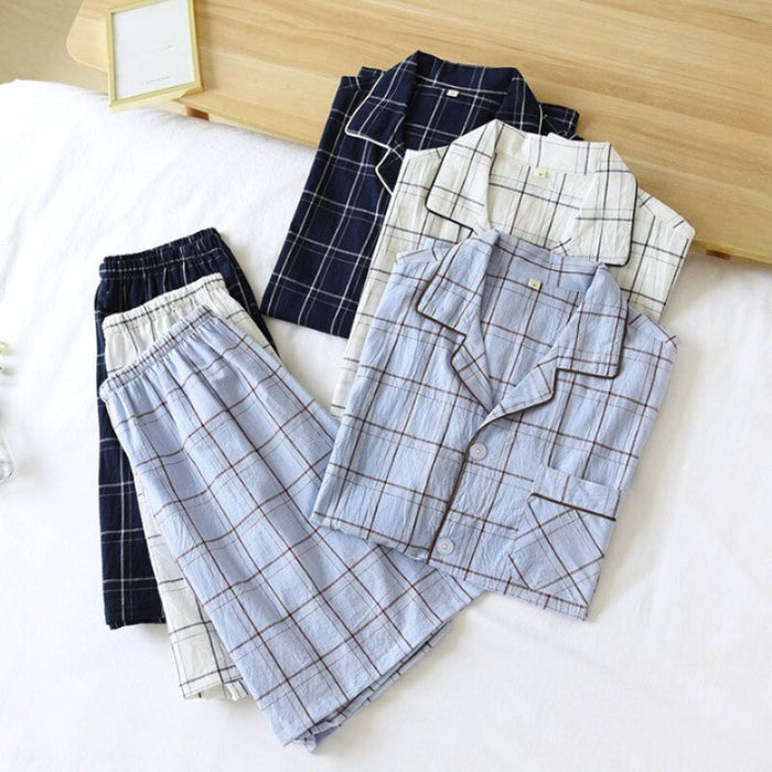 Solid Checks Men's Pajamas