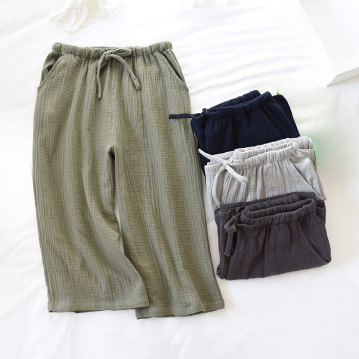 Solid Cotton Crepe Pants