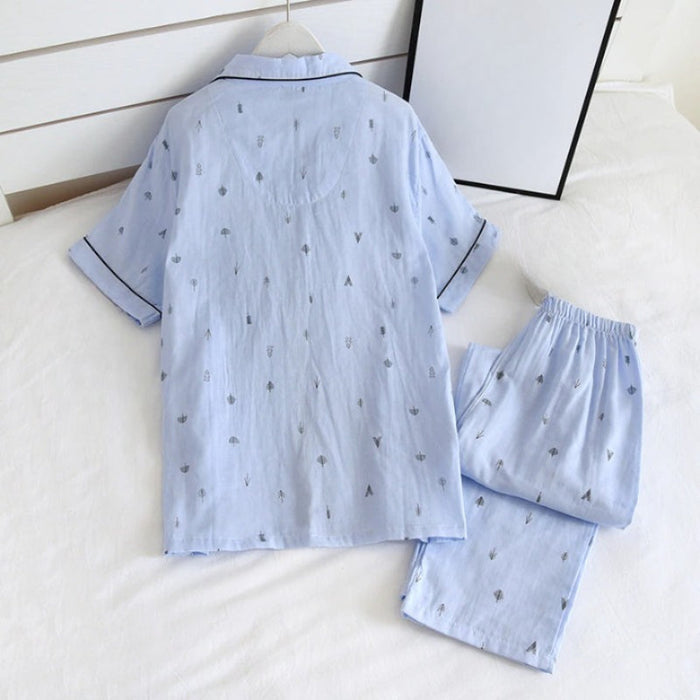 Printed Short Sleeve Pajamas