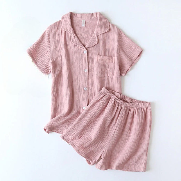 Summer Solid Short Sleeve Pajamas