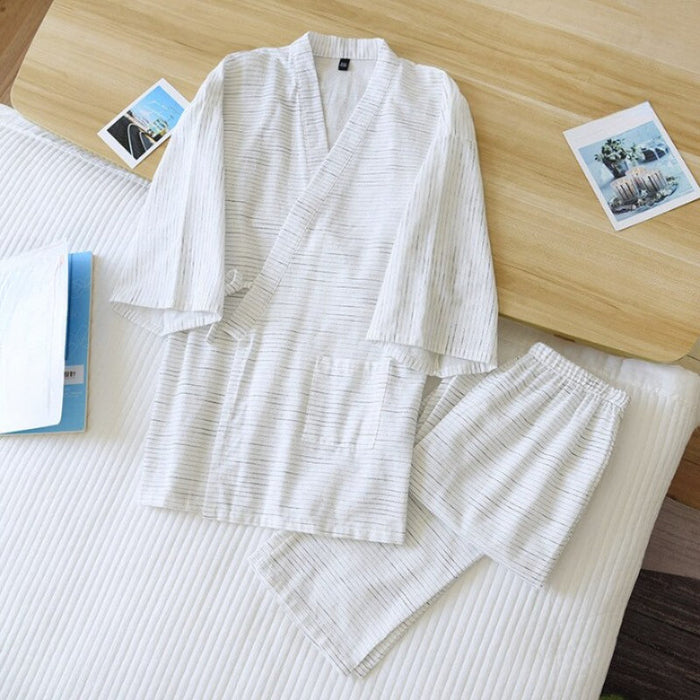 Solid Strips Men's Pajamas Set