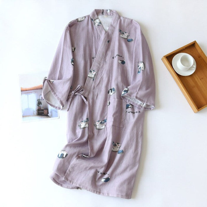 Cat Print Robe For Men