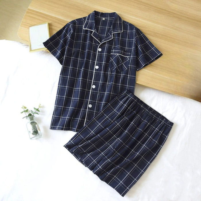 Solid Checks Men's Pajamas