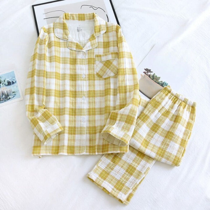 Cotton Crepe Checks Pajamas Set