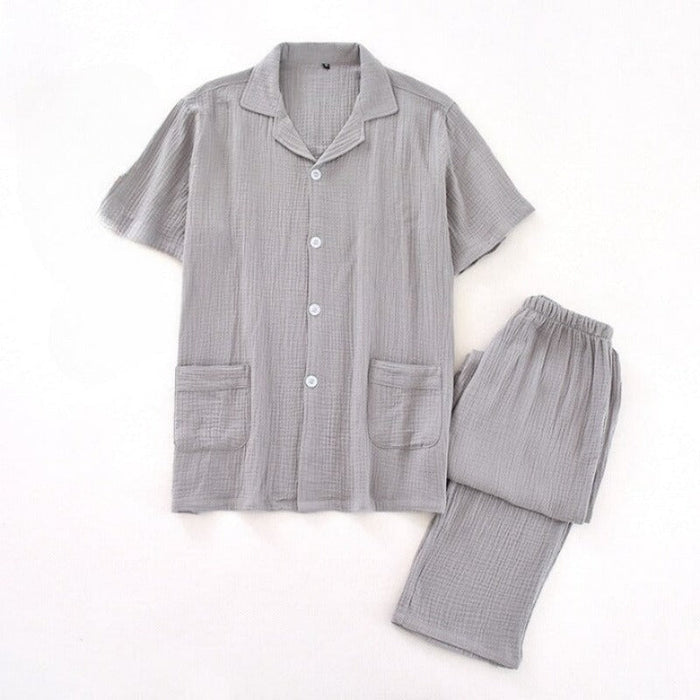 Simple Solid Short Sleeve Pyjamas Set