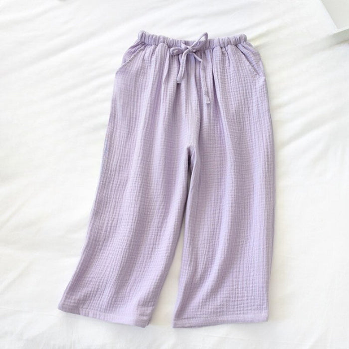 Solid Cotton Crepe Pants