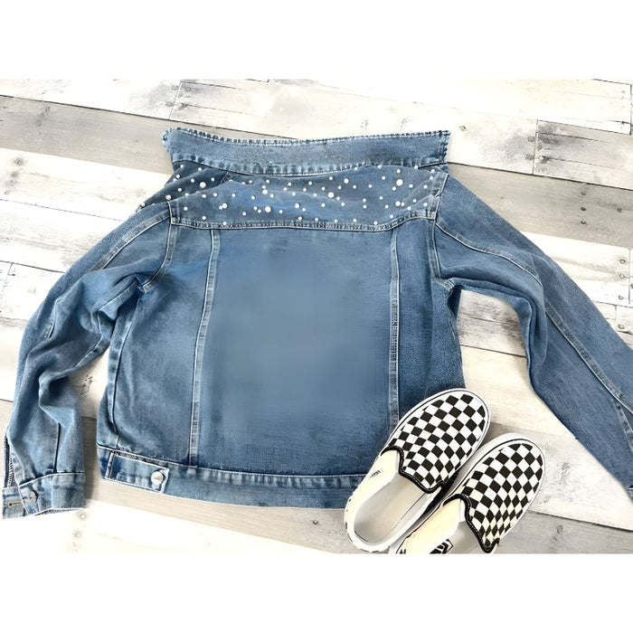 Custom Denim Pearl Jean Jacket