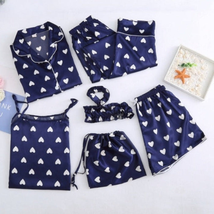 The 7 Pcs Printed Long Pajama Set