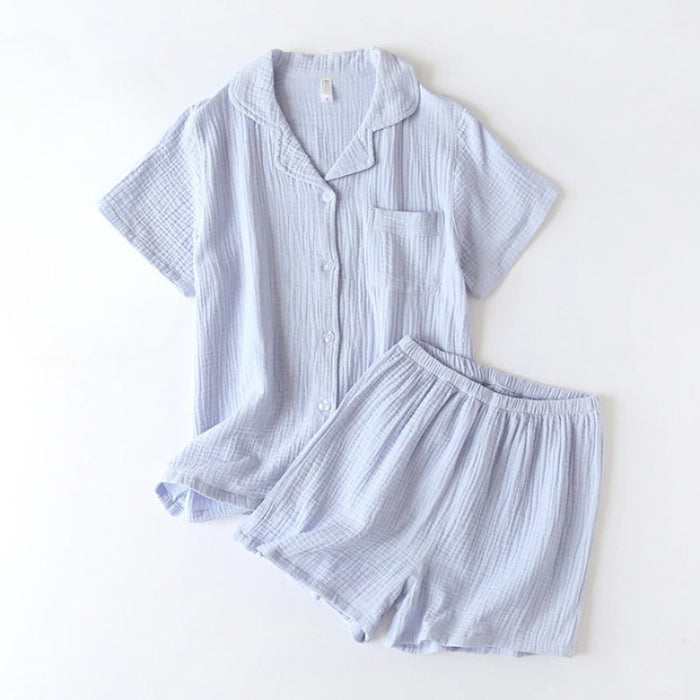 Summer Solid Short Sleeve Pajamas