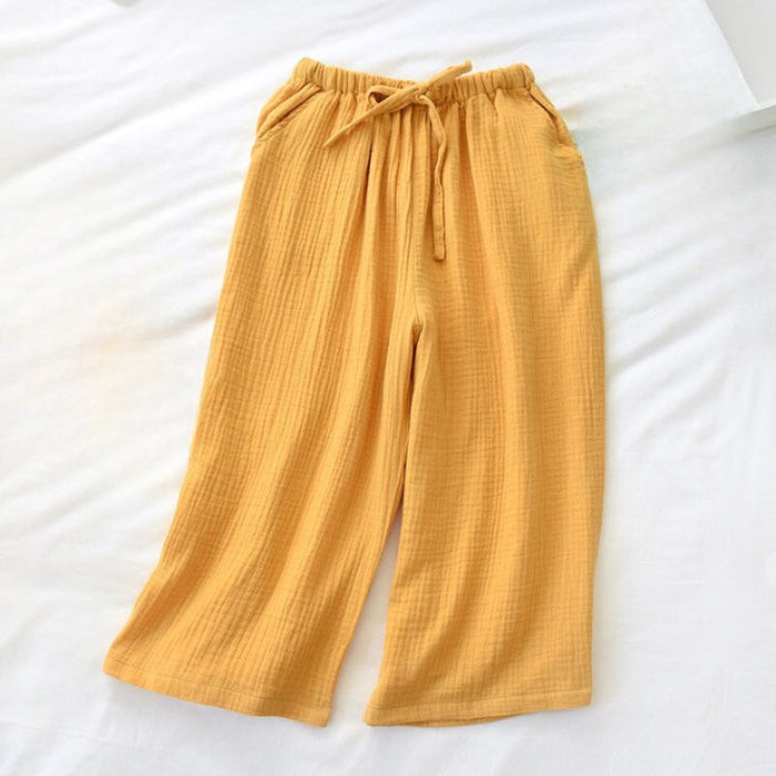 Solid Cotton Crepe Pants