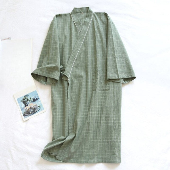 Checks Cotton Robe For Men