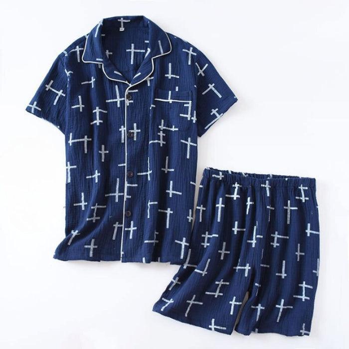 Line Pattern Shorts Set For Men