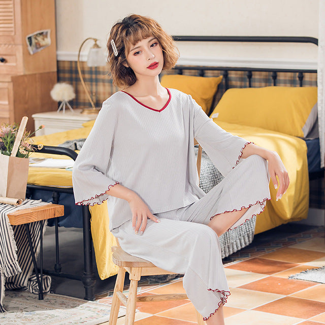 Cropped Casual Pajama Set