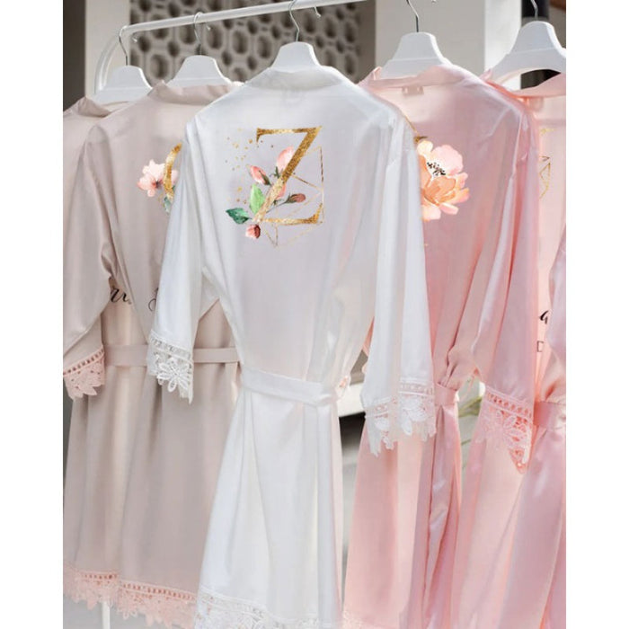 Personalized Bridesmaid Silk Lace Robes