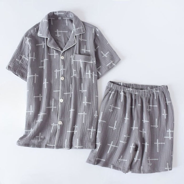 Line Pattern Shorts Set For Men