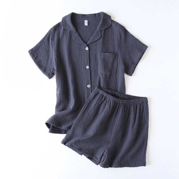 Summer Solid Short Sleeve Pajamas