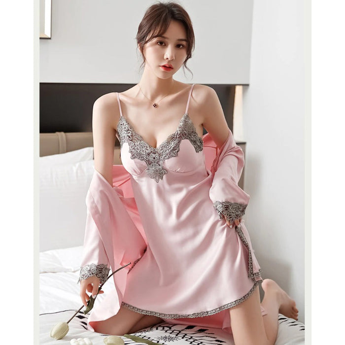 Women Gown Set V-Neck Nighties Wear