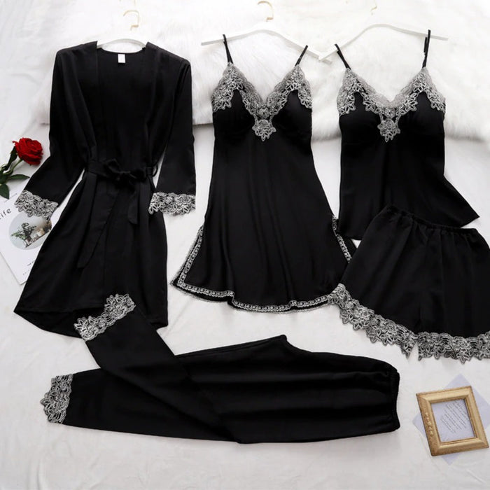 Women Gown Set V-Neck Nighties Wear