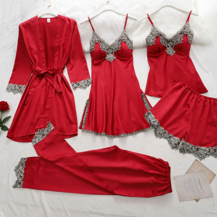 Women Gown Set V-Neck Nighties Wear