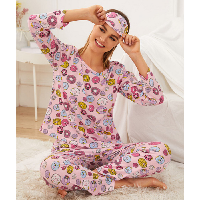 The Cartoon All Over Printed Long Pajama Set