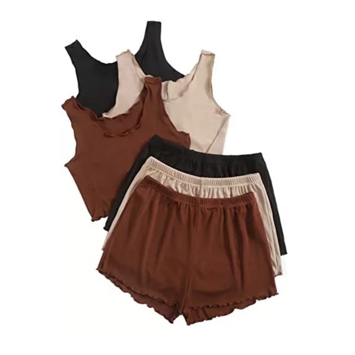 Women Outfits Top & Waist Shorts ( 6 Pairs)