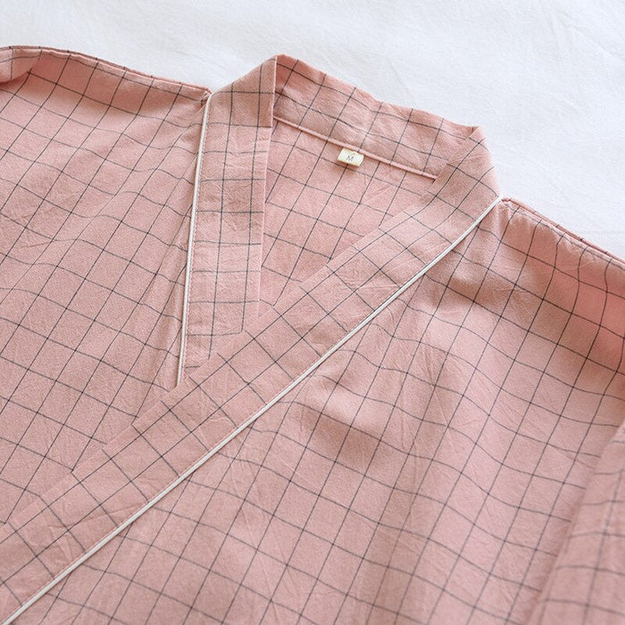 Checks Cotton Robe For Men