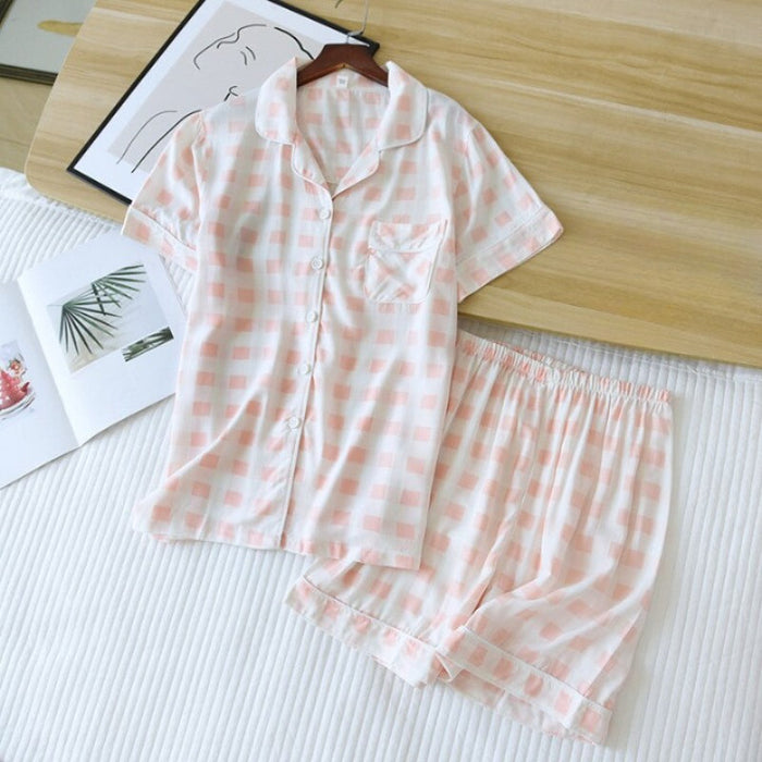 Box Pattern Short Sleeve Pyjamas