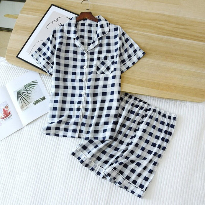 Box Pattern Short Sleeve Pyjamas