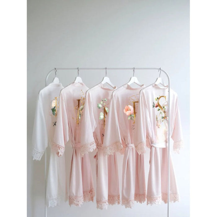 Personalized Bridesmaid Silk Lace Robes