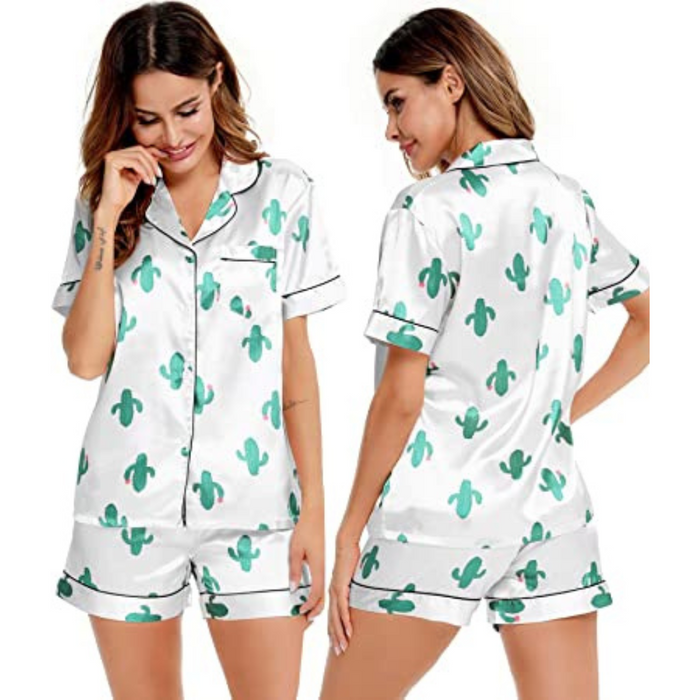 Women Two-Piece Sleepwear Silk Satin Set