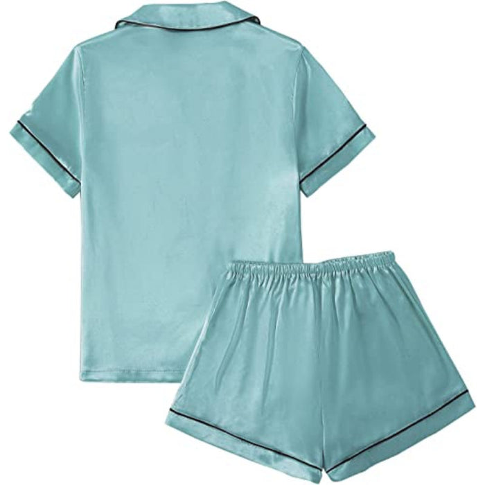 Plain Pajamas Set Short Sleeve With Shorts