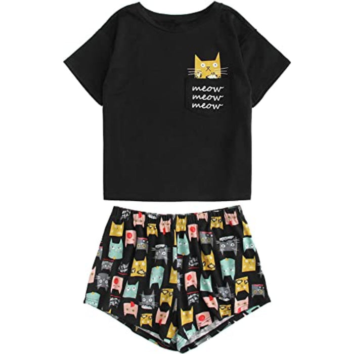 Classic Printed Tee And Shorts For Women