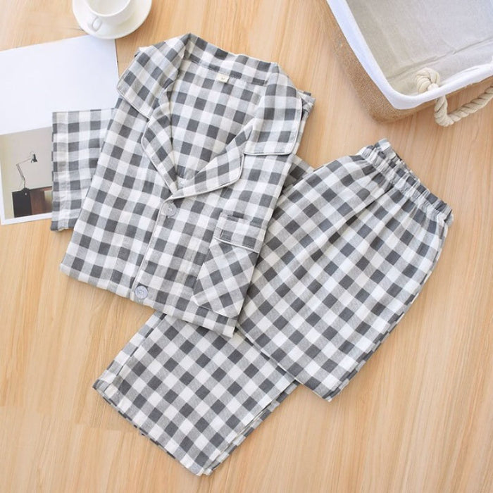 Printed Checks Short Sleeve Pyjamas