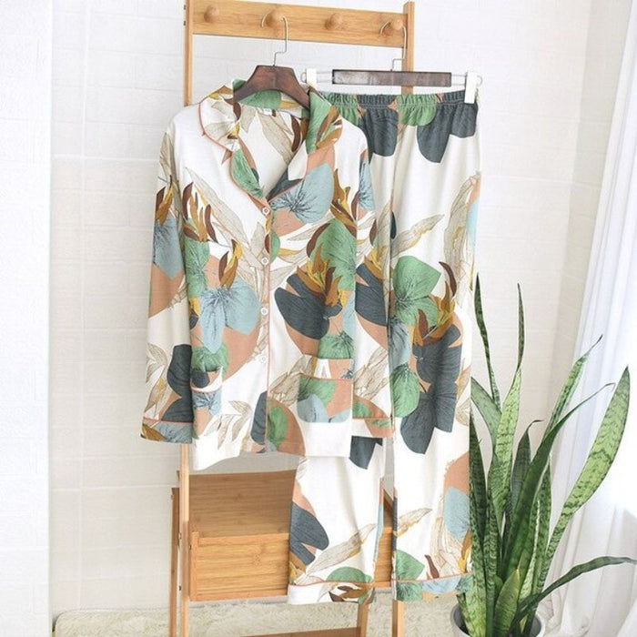 Printed Long Sleeve Pajama Set